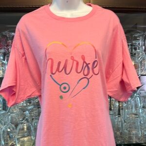 Pink xl nurse round neck pink shirt